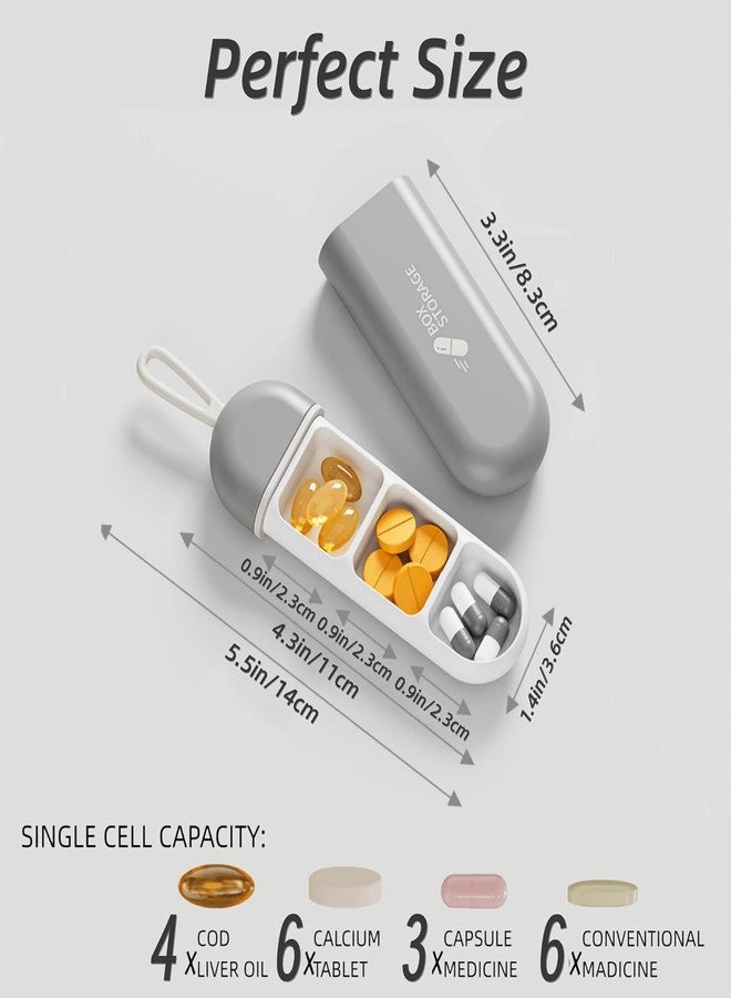 Newvent علبة تخزين حبوب الأدوية من نيوفنت® قطعة واحدة | علبة حبوب للسفر بثلاثة أقسام | علبة حبوب صغيرة للحقيبة أو الجيب مع خطاف مرفق (متعددة الألوان) - Image 3